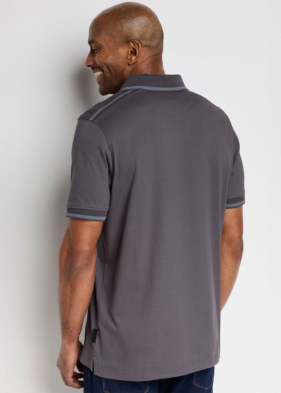 Cotton Traders Washed Charcoal Guinness Short Sleeve Shoulder Panel Polo Shirt