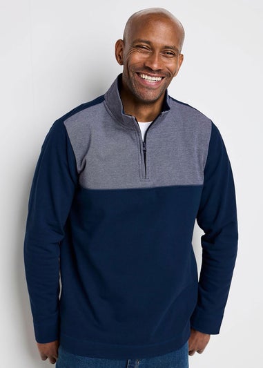 Cotton Traders Ink Signature Panelled Half Zip Top