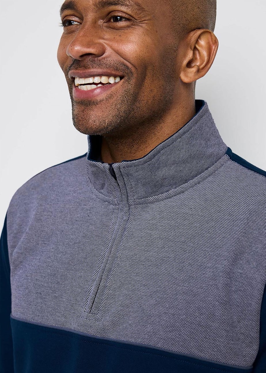 Cotton Traders Ink Signature Panelled Half Zip Top