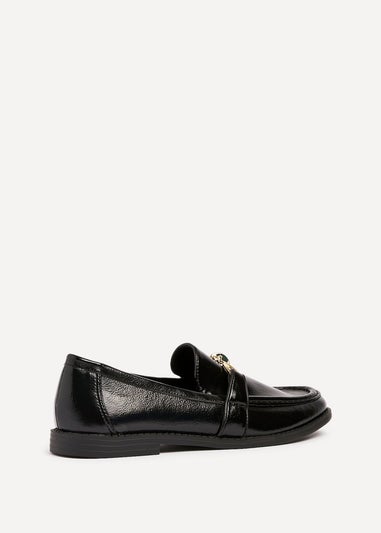 Linzi Affluent Black Faux Leather Slip On Loafer