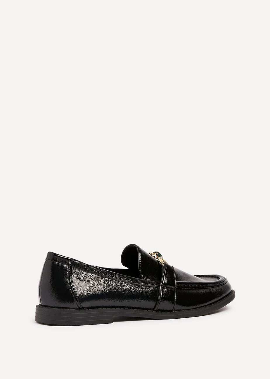 Linzi Affluent Black Faux Leather Slip On Loafer