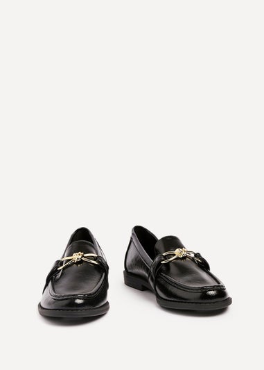 Linzi Affluent Black Faux Leather Slip On Loafer