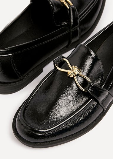 Linzi Affluent Black Faux Leather Slip On Loafer