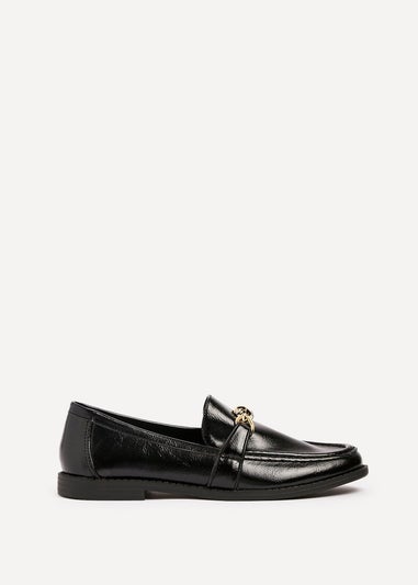 Linzi Affluent Black Faux Leather Slip On Loafer