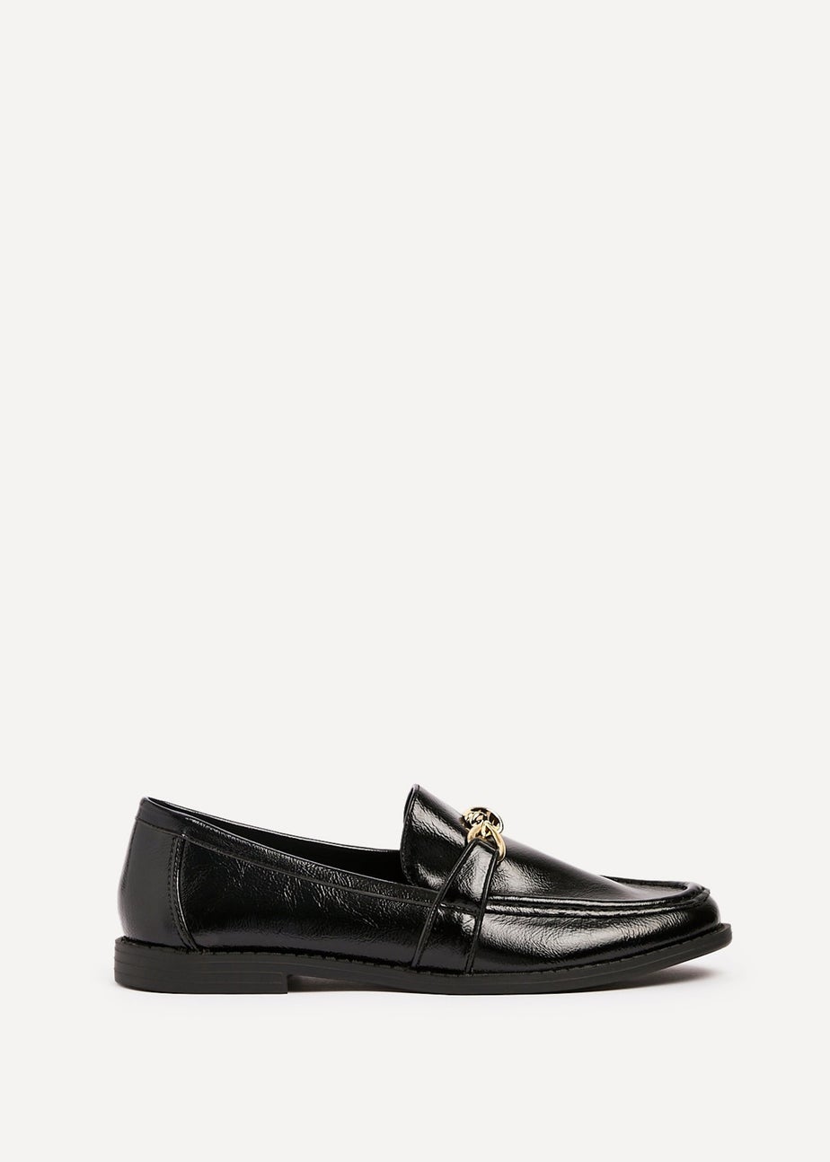 Linzi Affluent Black Faux Leather Slip On Loafer
