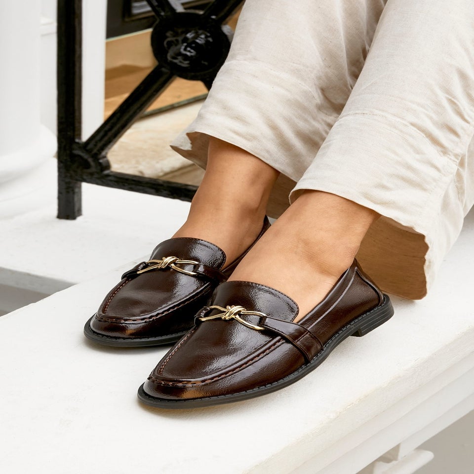 Linzi Affluent Brown Faux Leather Slip On Loafer