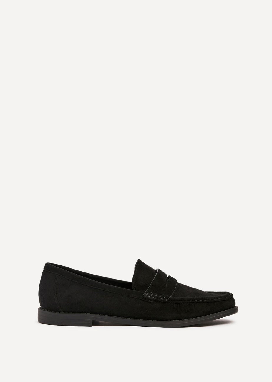 Linzi Precise Black Faux Suede Classic Loafer