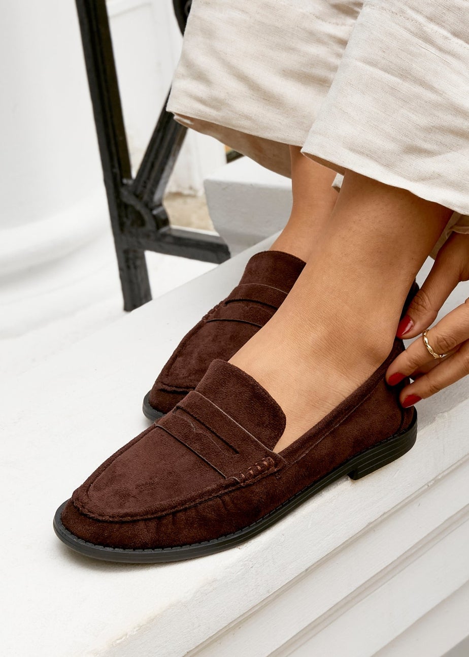 Linzi Precise Brown Faux Suede Classic Loafer