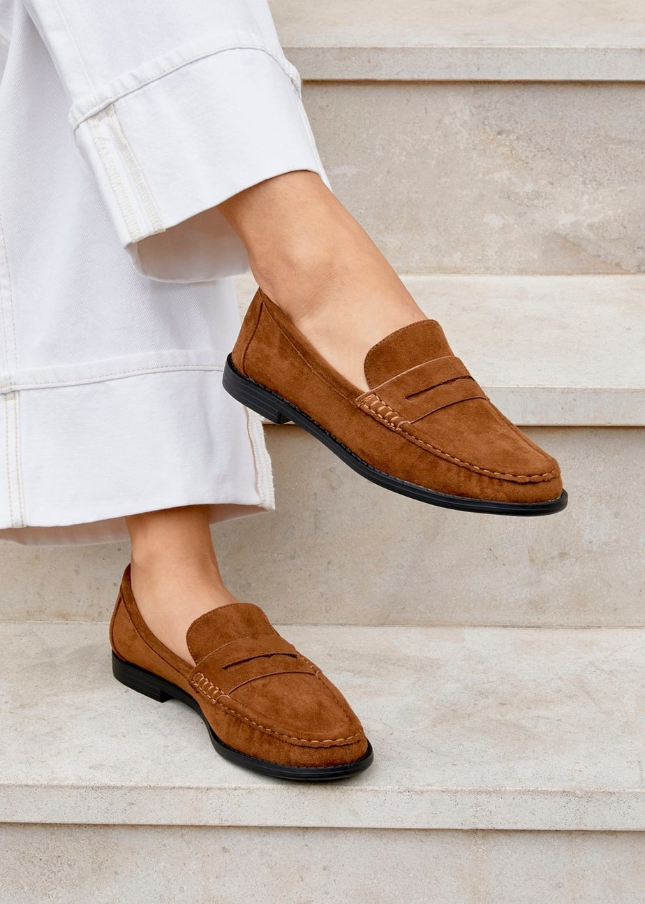 Linzi Precise Tan Faux Suede Classic Loafer