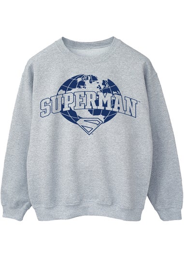 DC Comics Superman Shield World Women's Grey Graphic Sweatshirt