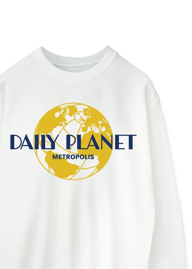 DC Comics Superman Daily Planet Women's White Graphic Sweatshirt