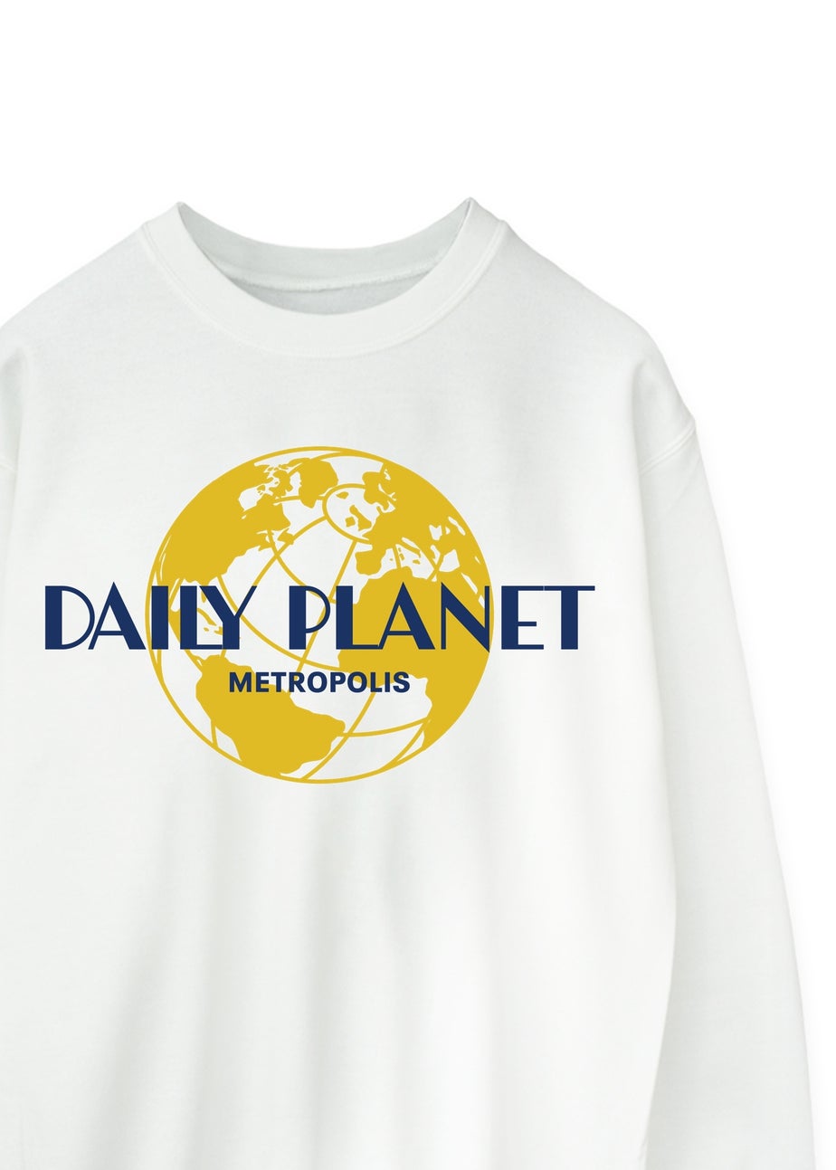 DC Comics Superman Daily Planet Women's White Graphic Sweatshirt
