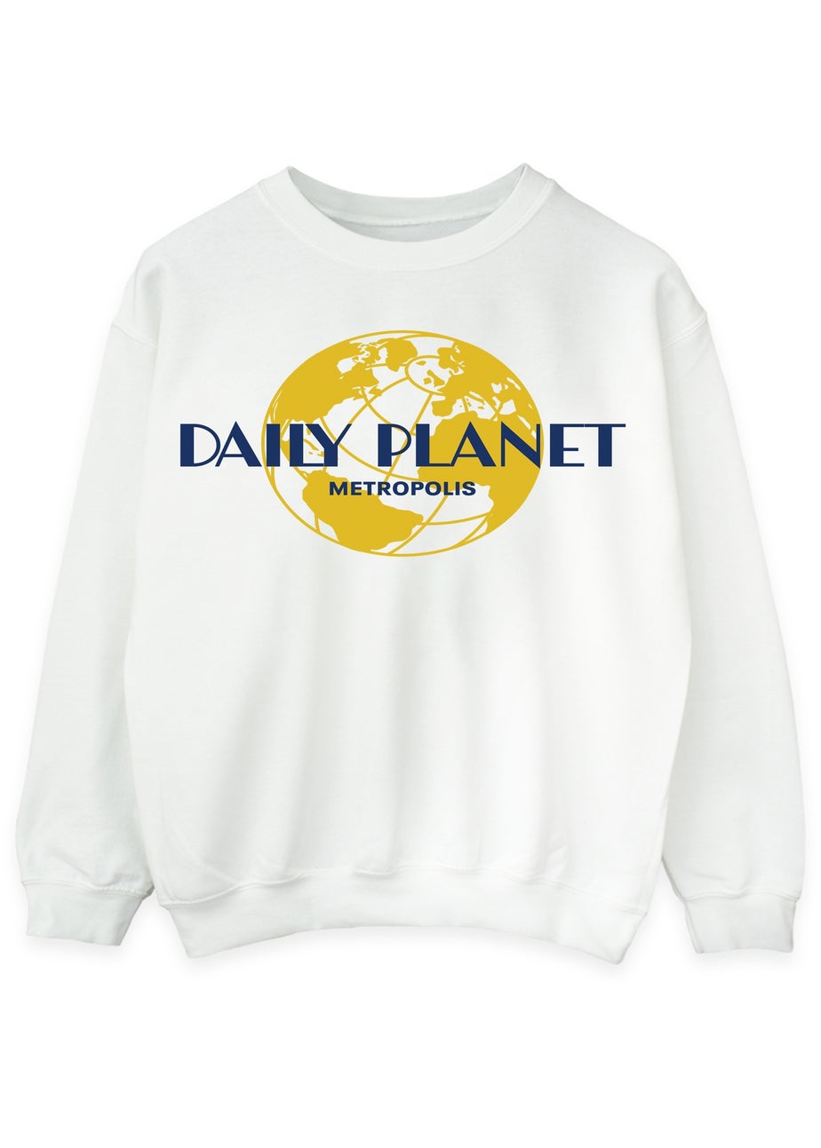 DC Comics Superman Daily Planet Women's White Graphic Sweatshirt