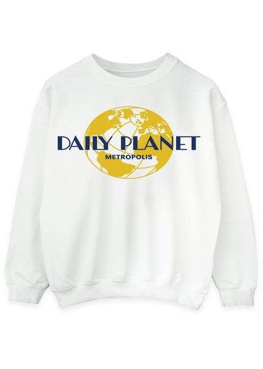 DC Comics Superman Daily Planet Women's White Graphic Sweatshirt