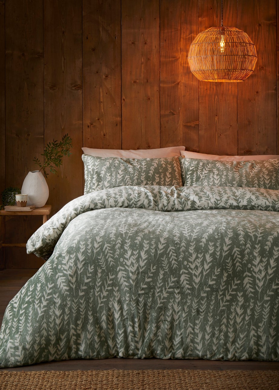 Fusion Winter Foliage Soft Fleece Green Duvet Cover Set