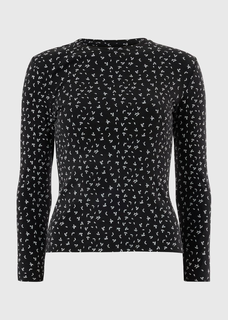 Black Printed Long Sleeve T-Shirt