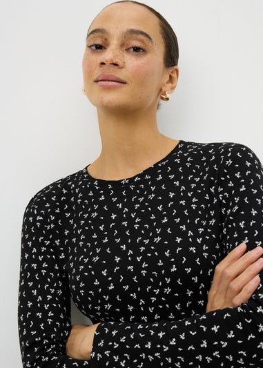 Black Printed Long Sleeve T-Shirt