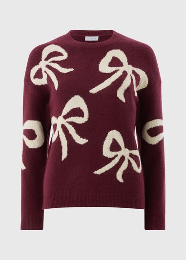 Burgundy Bow Lurex Jumper