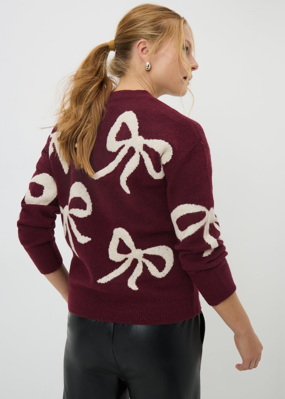 Burgundy Bow Lurex Jumper