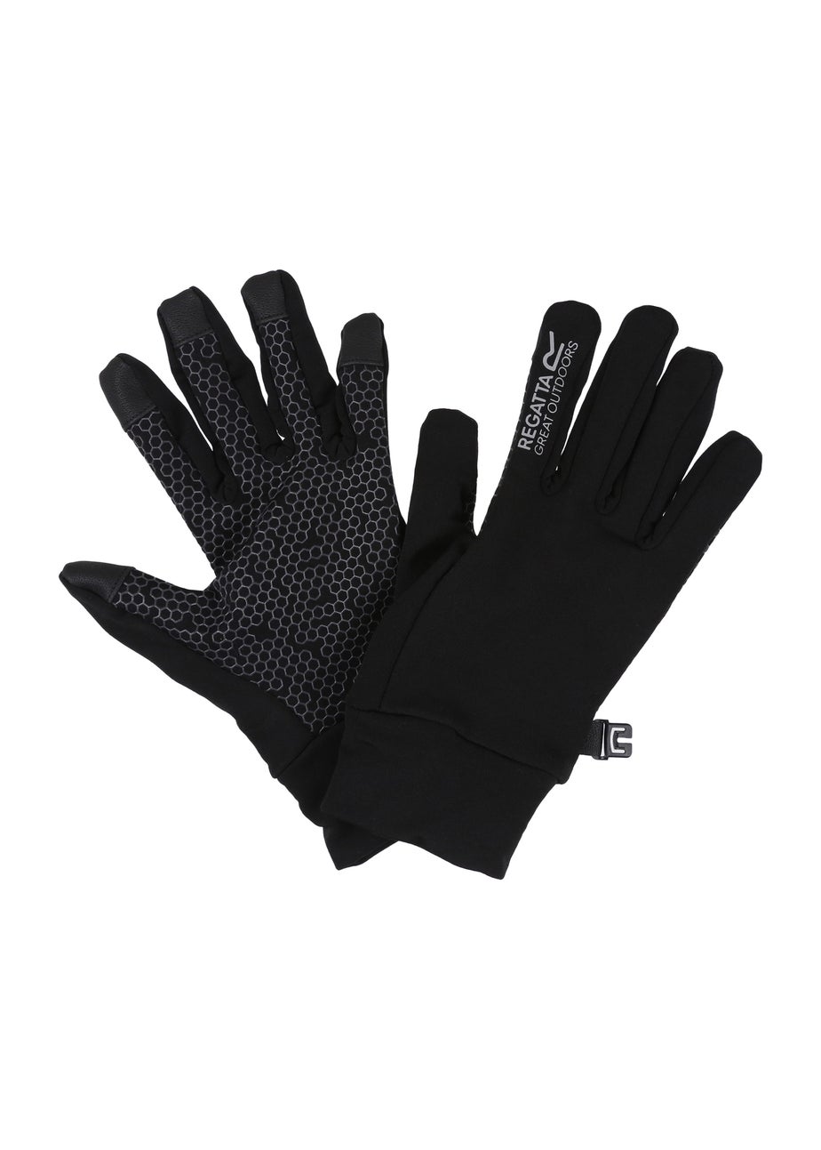 Regatta Black/Grey Kids' Grippy II Stretch Gloves (4-13yrs)