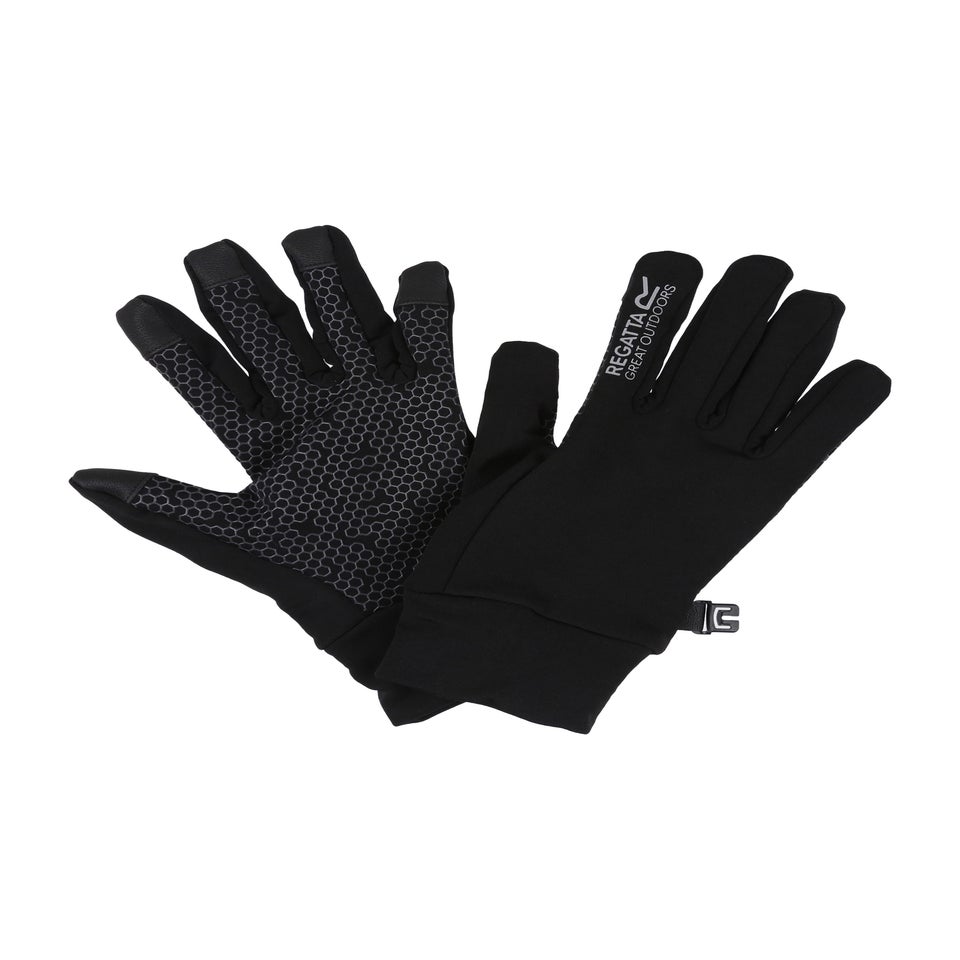 Regatta Black/Grey Kids' Grippy II Stretch Gloves (4-13yrs)