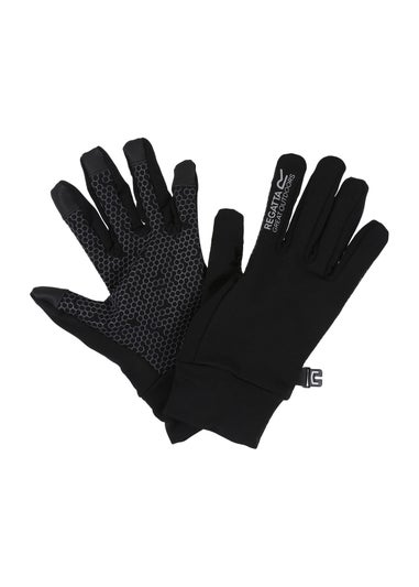 Regatta Black/Grey Kids' Grippy II Stretch Gloves (4-13yrs)