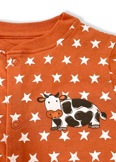 Lucy & Sam Orange Pumpkin Star Button Babygrow  (0  to 24 Months)