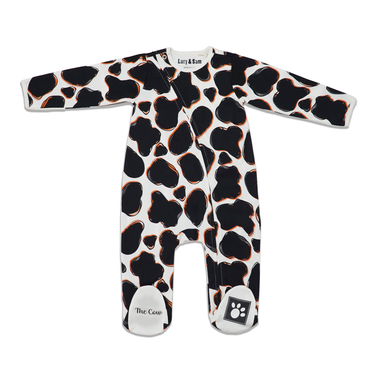 Lucy & Sam Black Cow Zip Babygrow (0 to 24 Months)