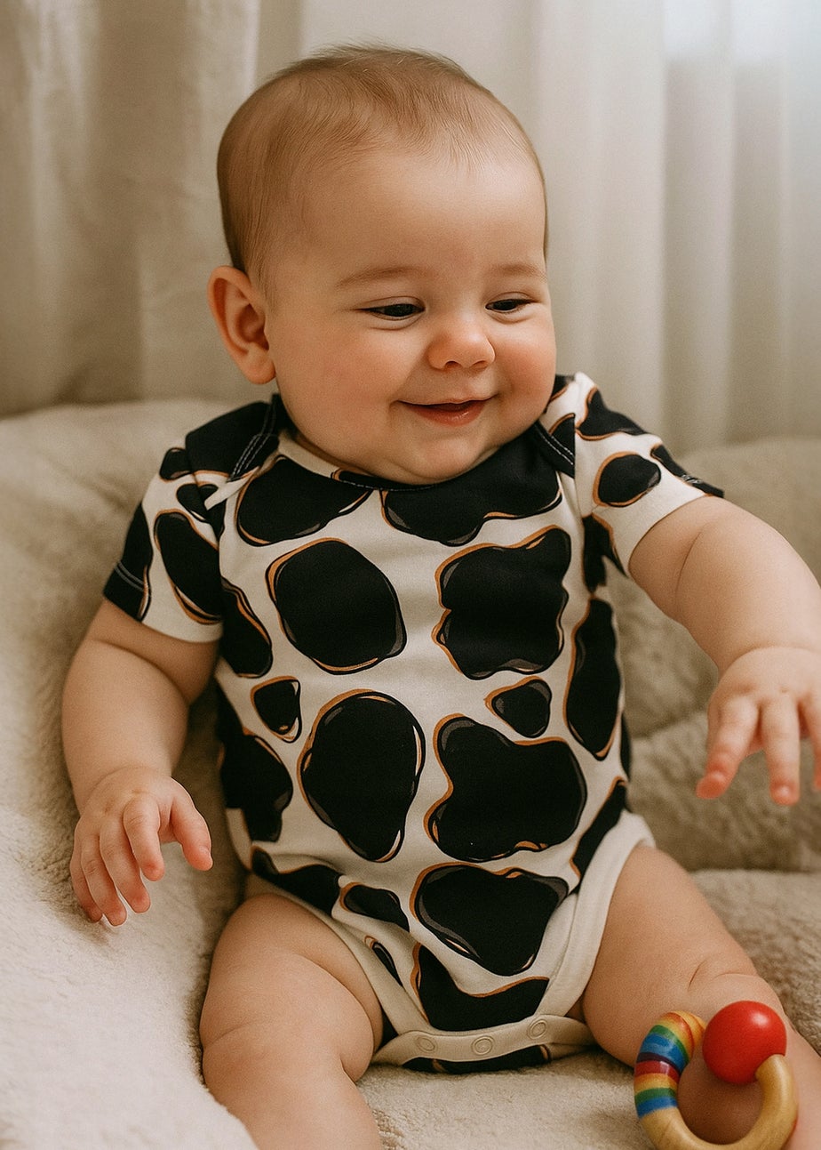 Lucy & Sam Black Cow 2 Pack Bodysuit (0 to 24 Months)