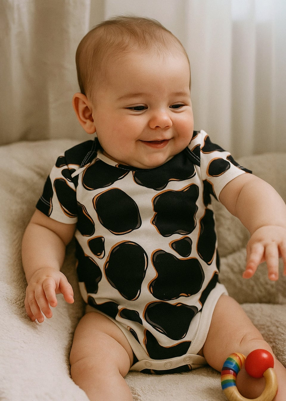 Lucy & Sam Black Cow 2 Pack Bodysuit (0 to 24 Months)