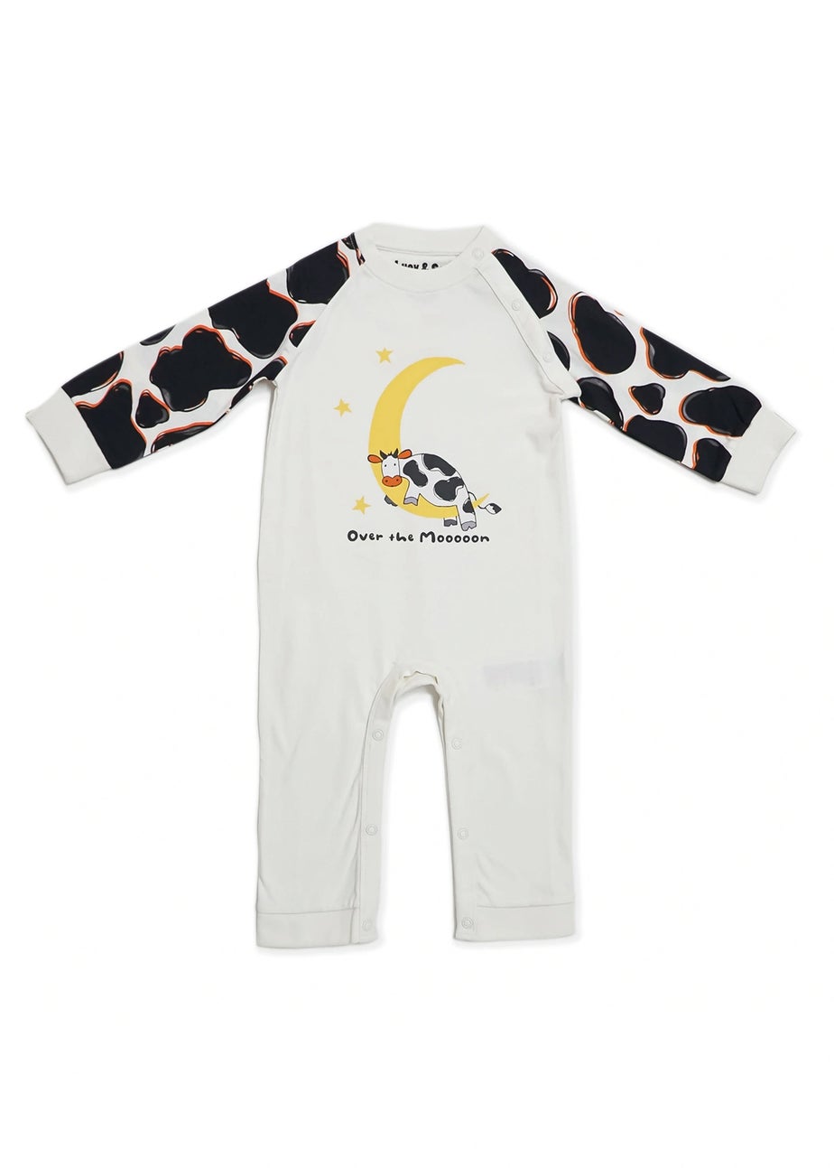 Lucy & Sam Offwhite Over The Moon Playsuit  ( 0 to 24 Months)