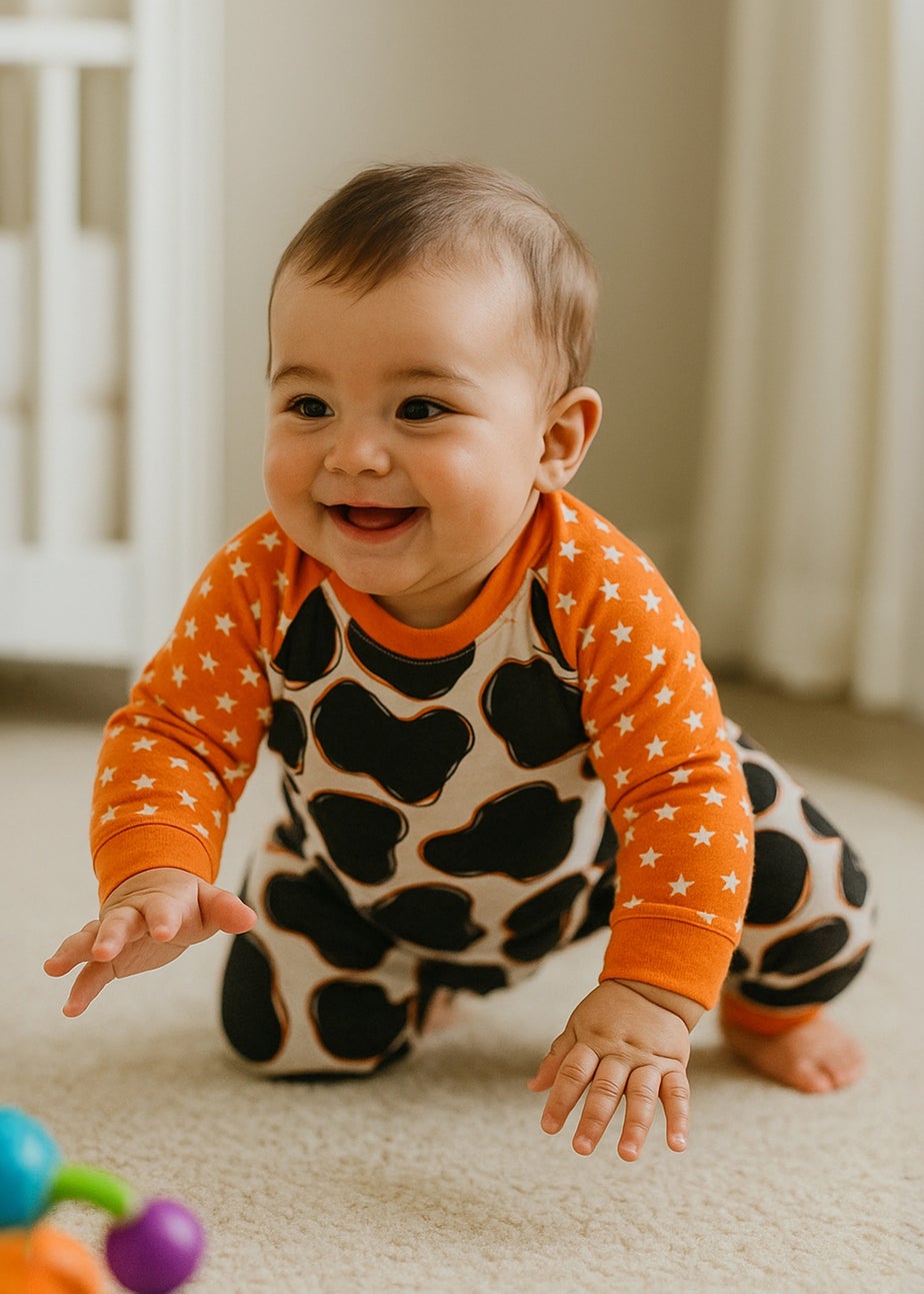 Lucy & Sam Offwhite Cow Playsuit ( 0 to 24 Months)