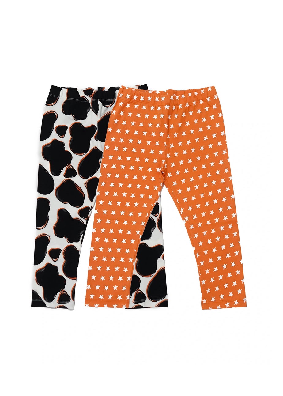 Lucy & Sam Orange Cow 2 Pack Leggings (6 Months to 6 Years)