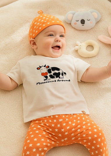 Lucy & Sam Orange Cow 2 Pack Leggings (6 Months to 6 Years)