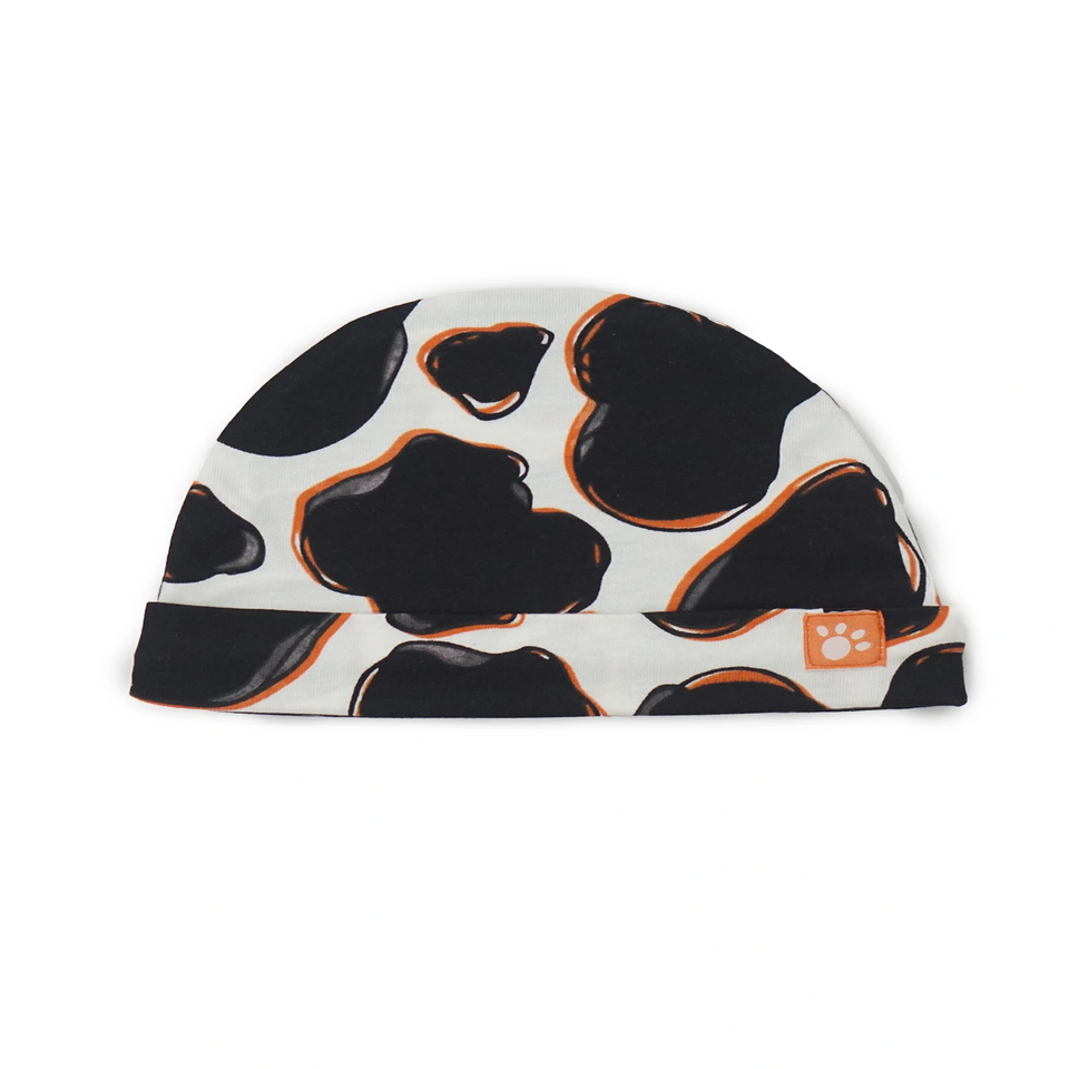 Lucy & Sam Black Cow Cosy Hat (0 to 18 Months)
