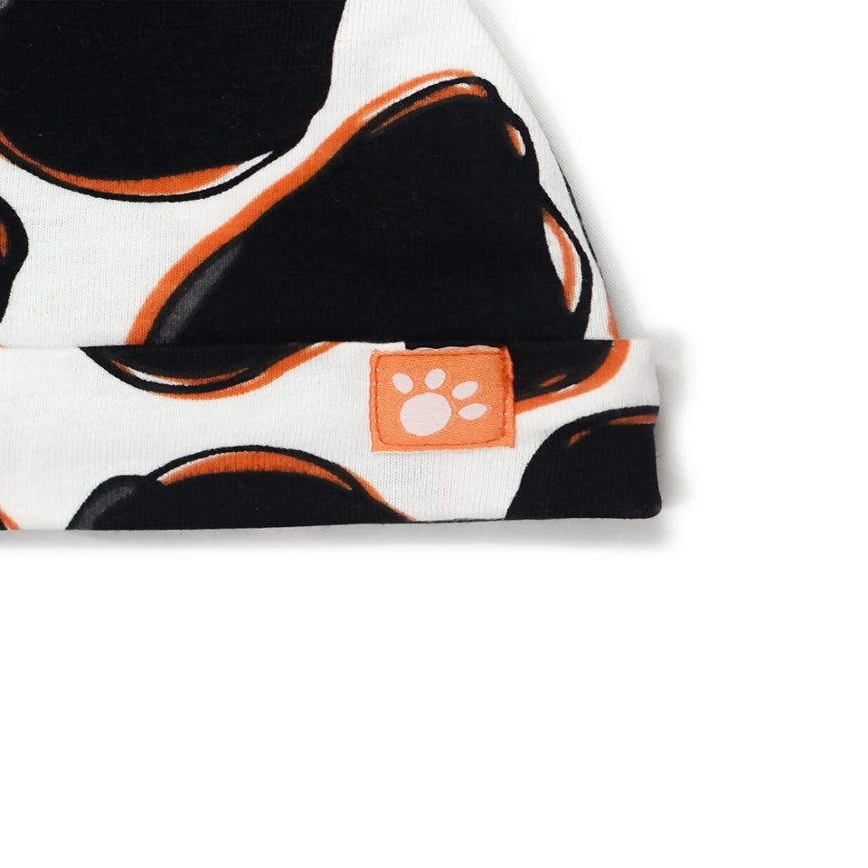 Lucy & Sam Black Cow Cosy Hat (0 to 18 Months)