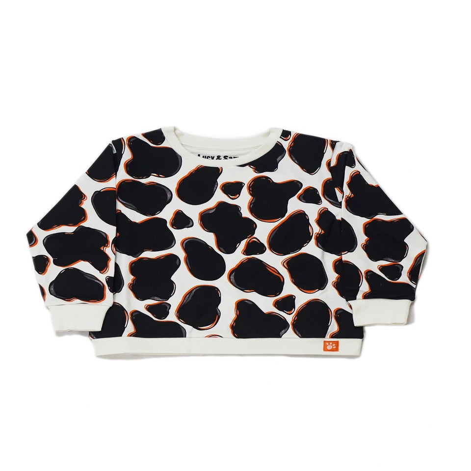Lucy & Sam Black Cow Crew Sweat (9 Months to 6 Years)