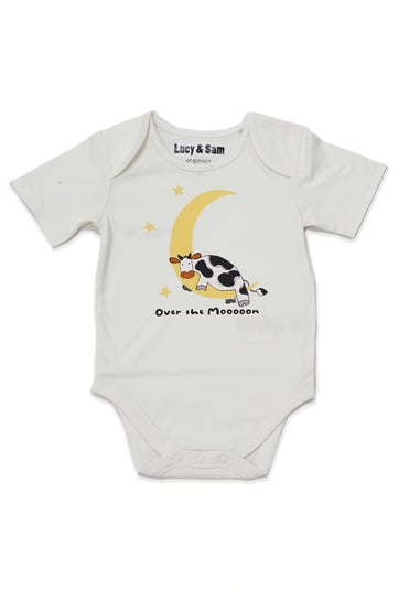 Lucy & Sam Orange Pumpkin Star 2 Pack Bodysuit (0 to 24 Months)