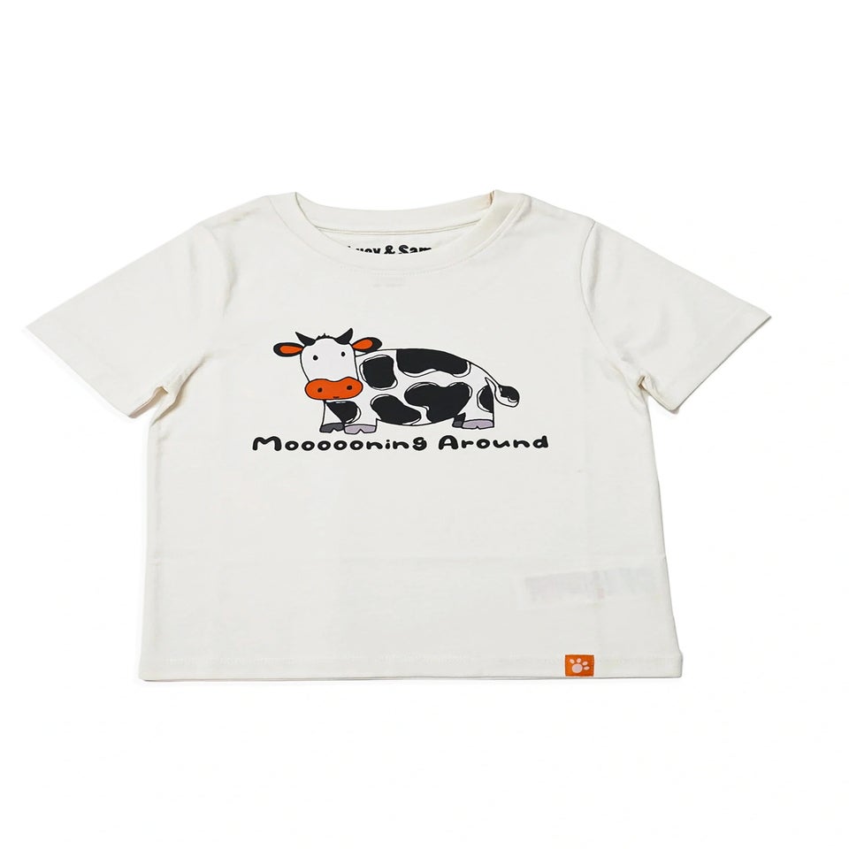 Lucy & Sam Cream Mooing Around Short Sleeve Tee (6 Months to 6 Years)