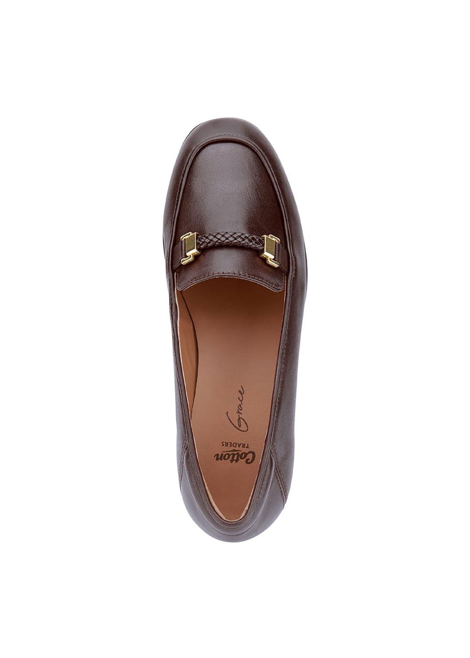 Cotton Traders Chocolate Grace Leather Loafers