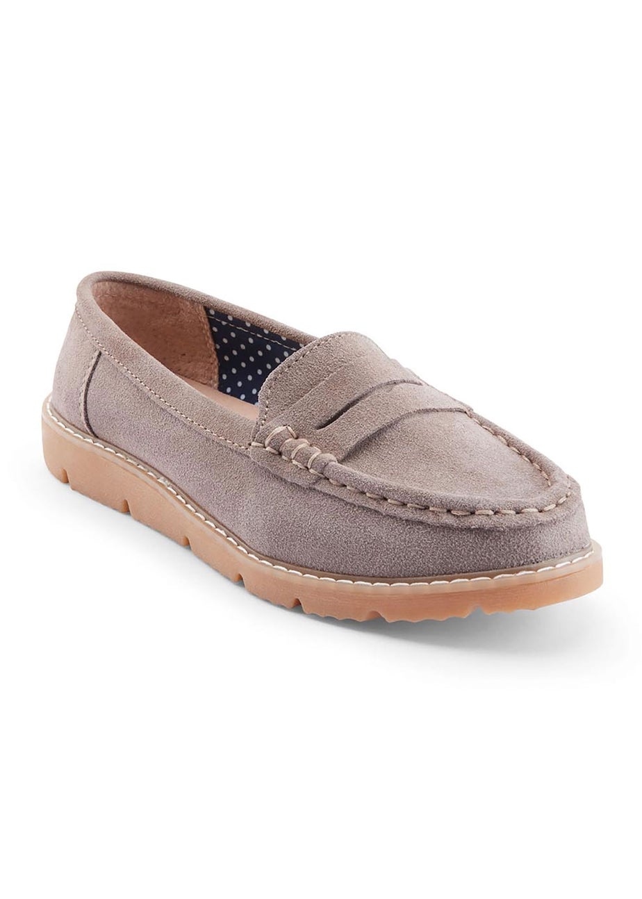 Cotton Traders Taupe Suede Loafers