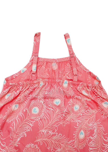 Lucy & Sam Pink Peacock Woven Romper (0 to 24 Months)