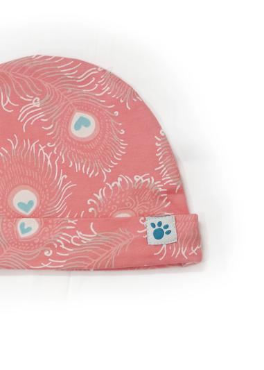 Lucy & Sam Pink Peacock Cosy Hat (0 to 18 Months)