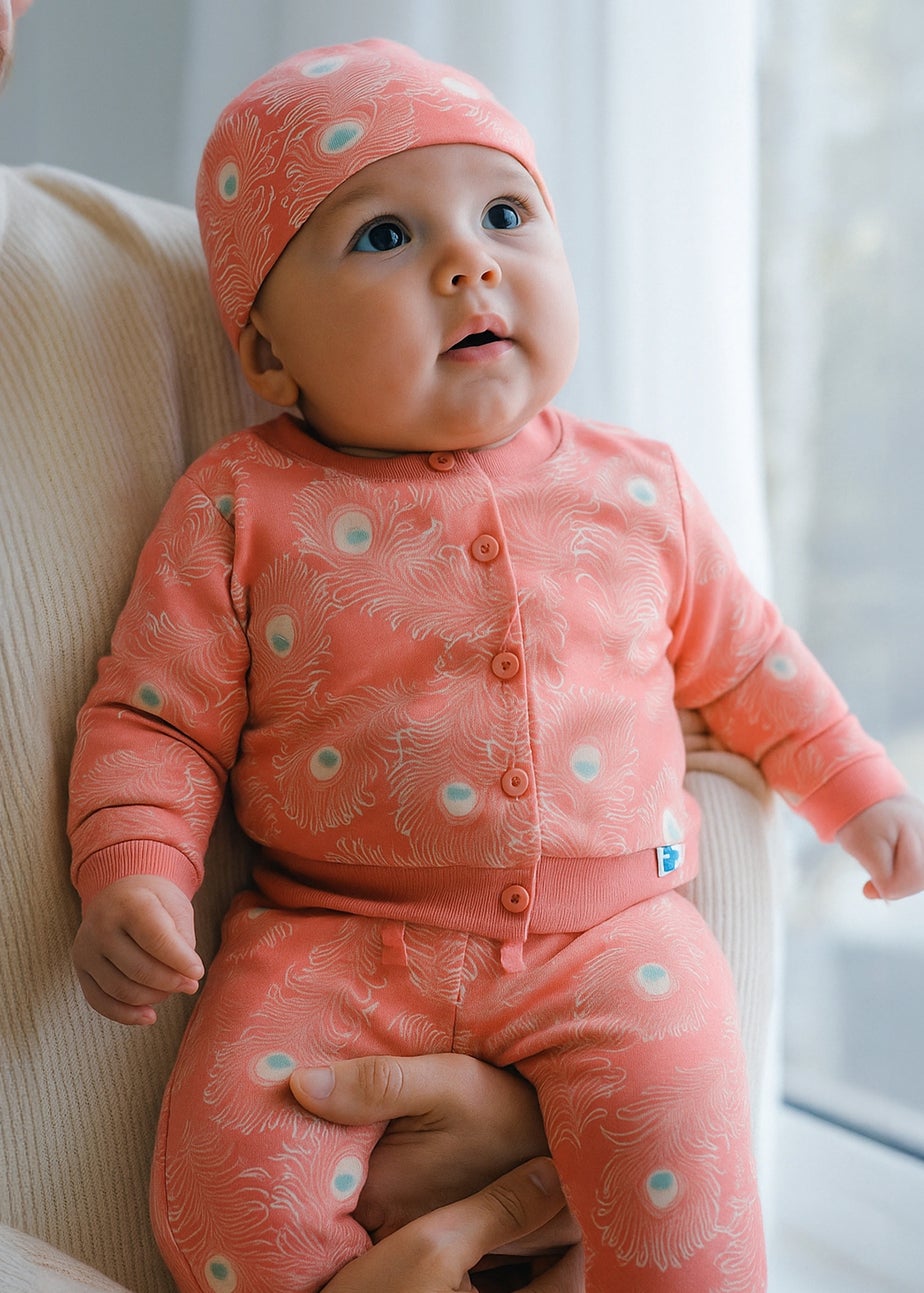Lucy & Sam Pink Peacock Cosy Hat (0 to 18 Months)