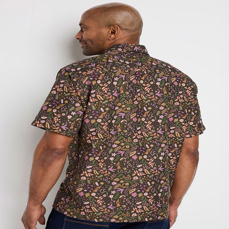 Cotton Traders Deep Fern Signature Short Sleeve Soft Touch Floral Print Shirt