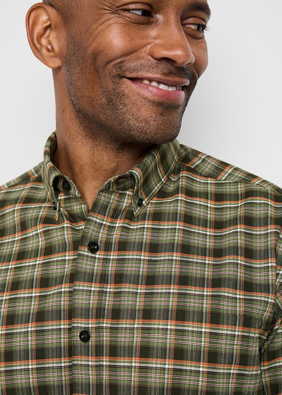 Cotton Traders Deep Fern Signature Short Sleeve Oxford Check Shirt