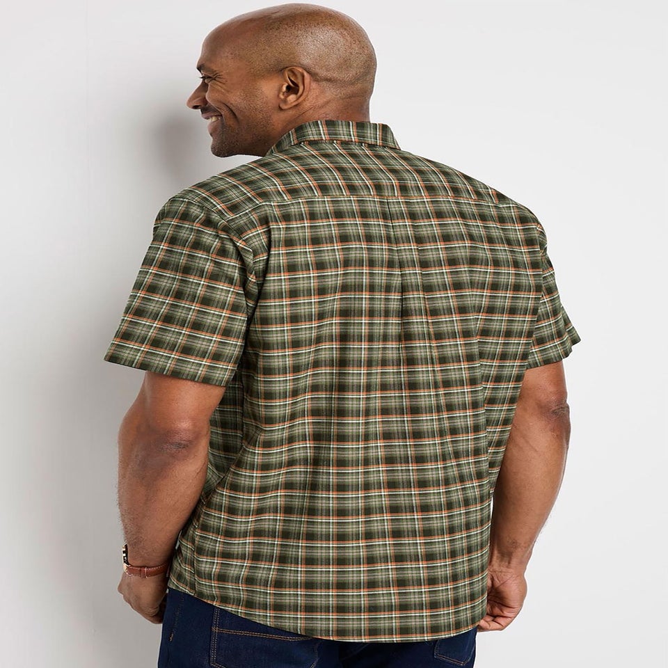 Cotton Traders Deep Fern Signature Short Sleeve Oxford Check Shirt