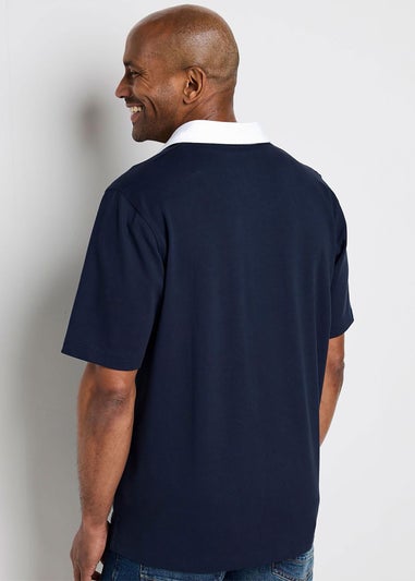 Cotton Traders Navy England Classic Short Sleeve Rugby Shirt