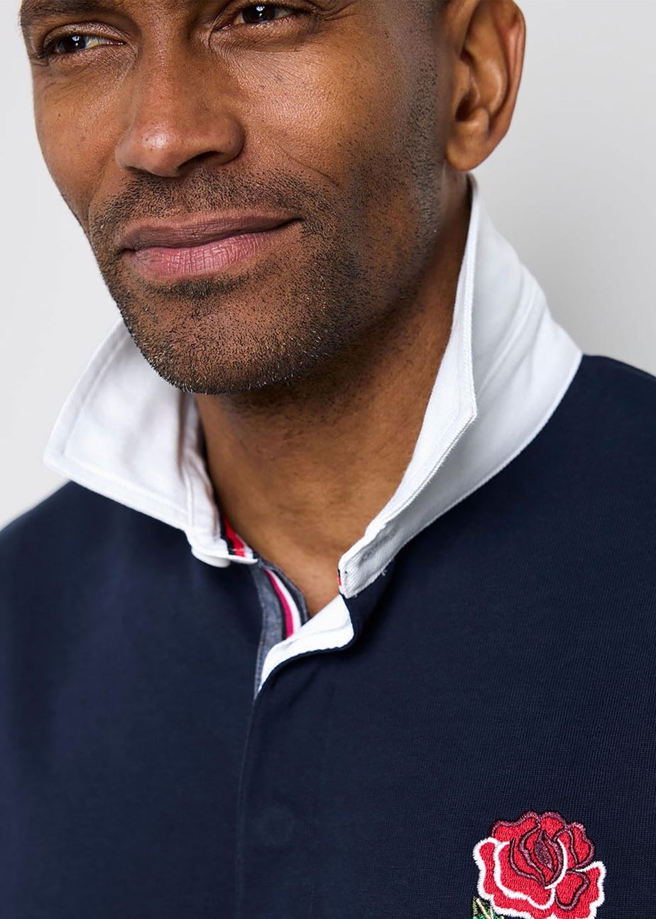 Cotton Traders Navy England Classic Short Sleeve Rugby Shirt