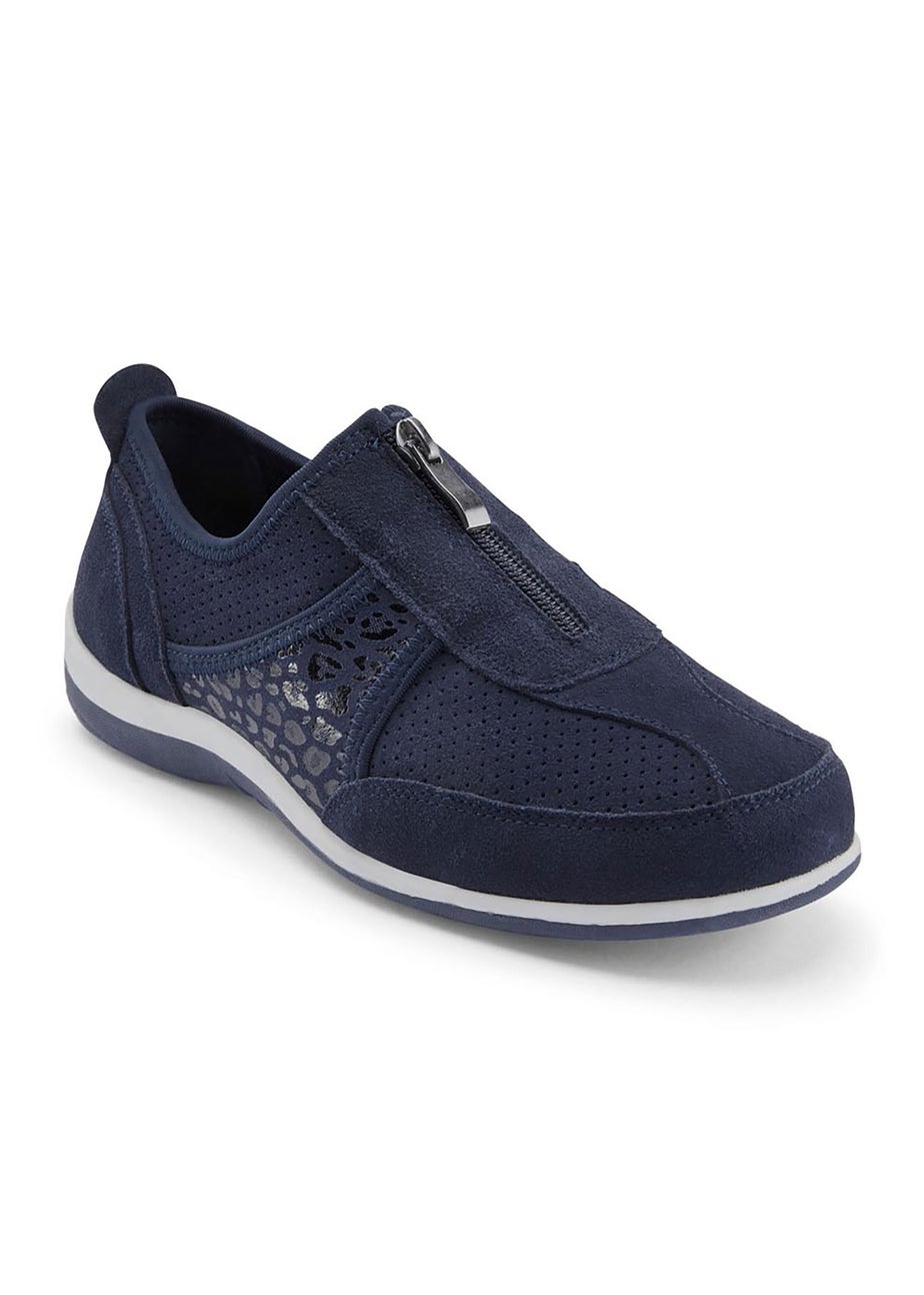 Cotton Traders Navy Suede Leisure Flex Trainers